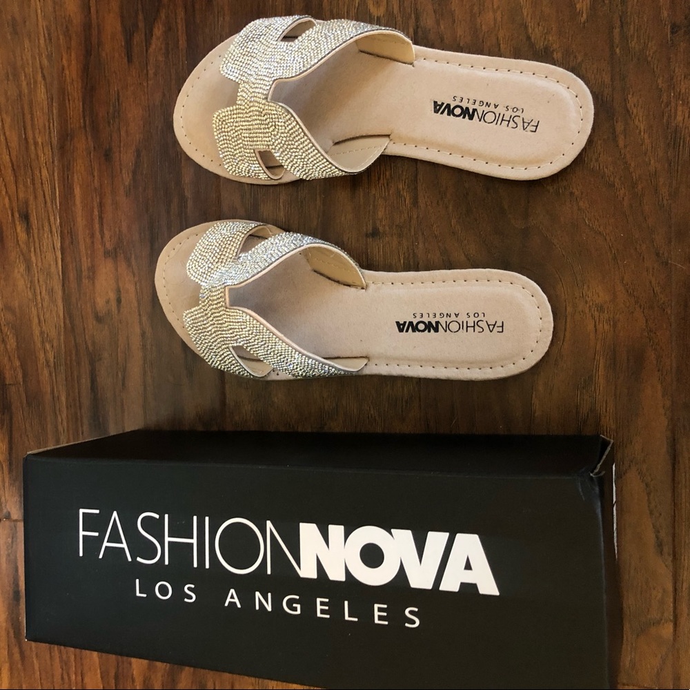 Blinged Slip On Sandals